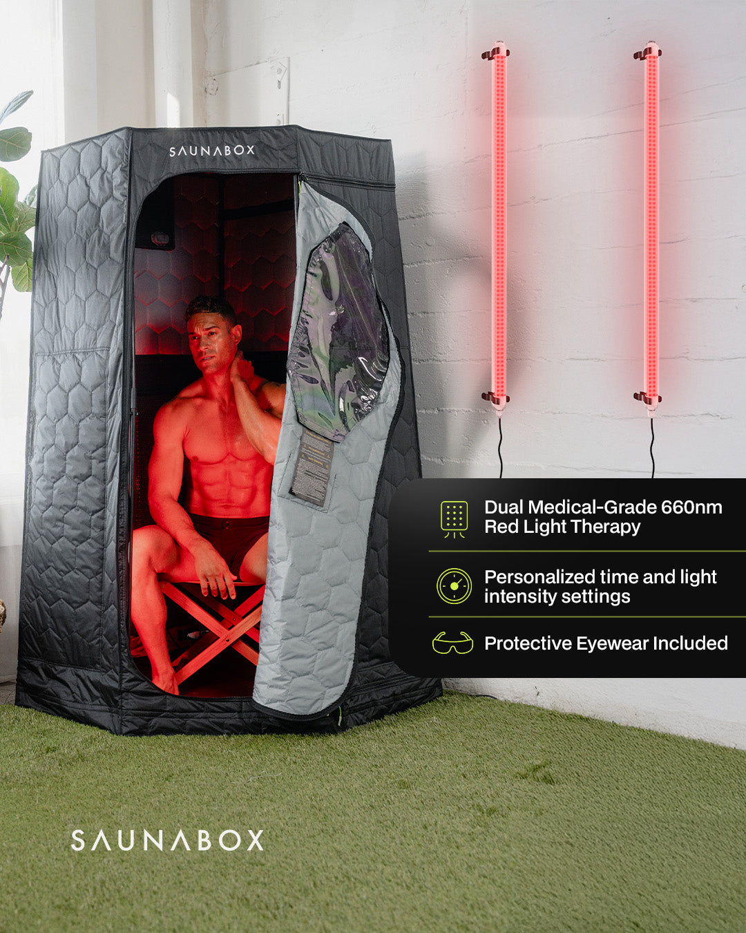 SaunaBox® Pulse PRO: Infrared Sauna with Red-light Therapy