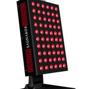 Black LED light device with red lights on a white background