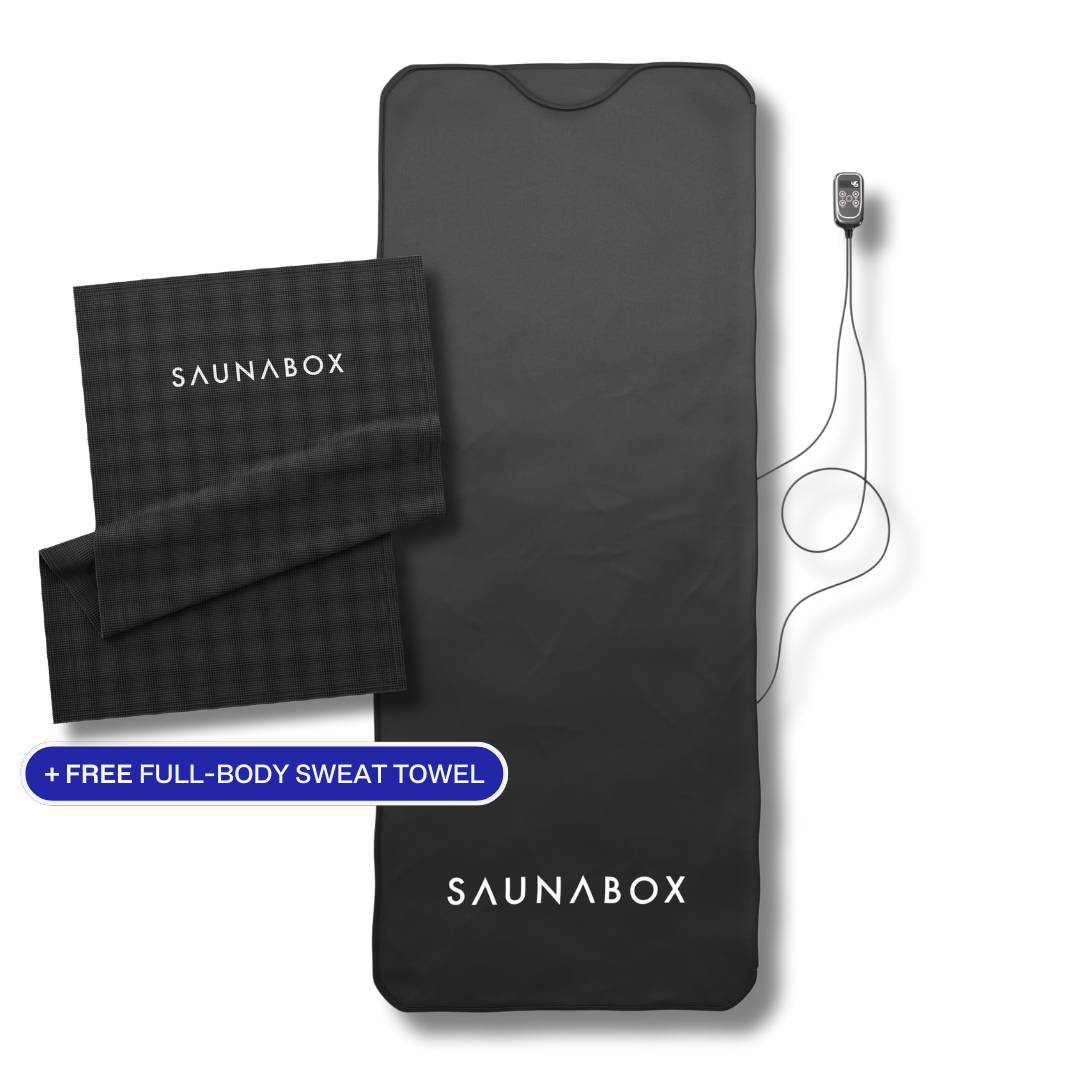 SaunaBox infrared blanket packed with carrying case