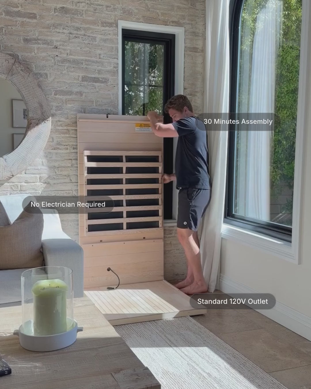 SaunaBox Solara Bluetooth audio and RGB chromotherapy interior lighting
